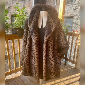 Jones New York Faux Dark Leopard Animal Print Coat